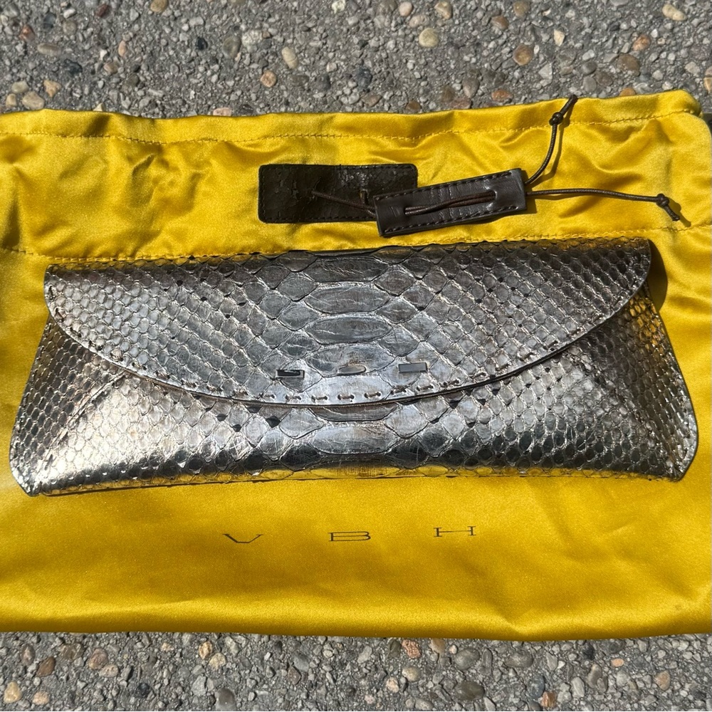 VBH “Martini” Clutch in Metallic Snakeskin